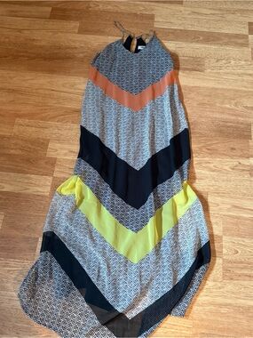 Old Navy Colorblock Chevron Maxi Dress in Black, Orange & Yellow